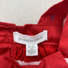 Load image into Gallery viewer, Girls Pumpkin Patch, lined red cotton party dress, EUC, size 000, L: 34cm