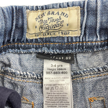 Load image into Gallery viewer, Boys Next, blue denim pants, elasticated, Inside leg: 40cm, FUC, size 3-4,  