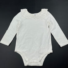 Load image into Gallery viewer, Girls Dymples, broderie trim stretchy bodysuit / romper, EUC, size 1,  