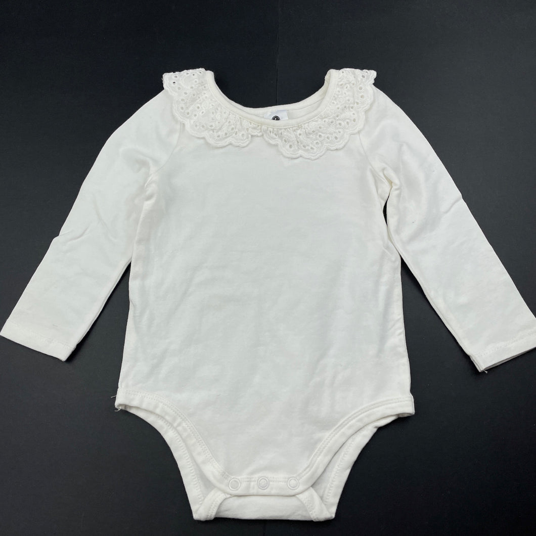 Girls Dymples, broderie trim stretchy bodysuit / romper, EUC, size 1,  