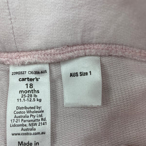 Girls Carter's, pink cotton pants / bottoms, elasticated, FUC, size 1,  