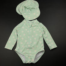 Load image into Gallery viewer, Girls Target, long sleeve swim one-piece + hat, EUC, size 0,  