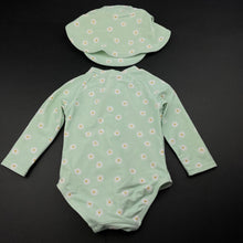 Load image into Gallery viewer, Girls Target, long sleeve swim one-piece + hat, EUC, size 0,  
