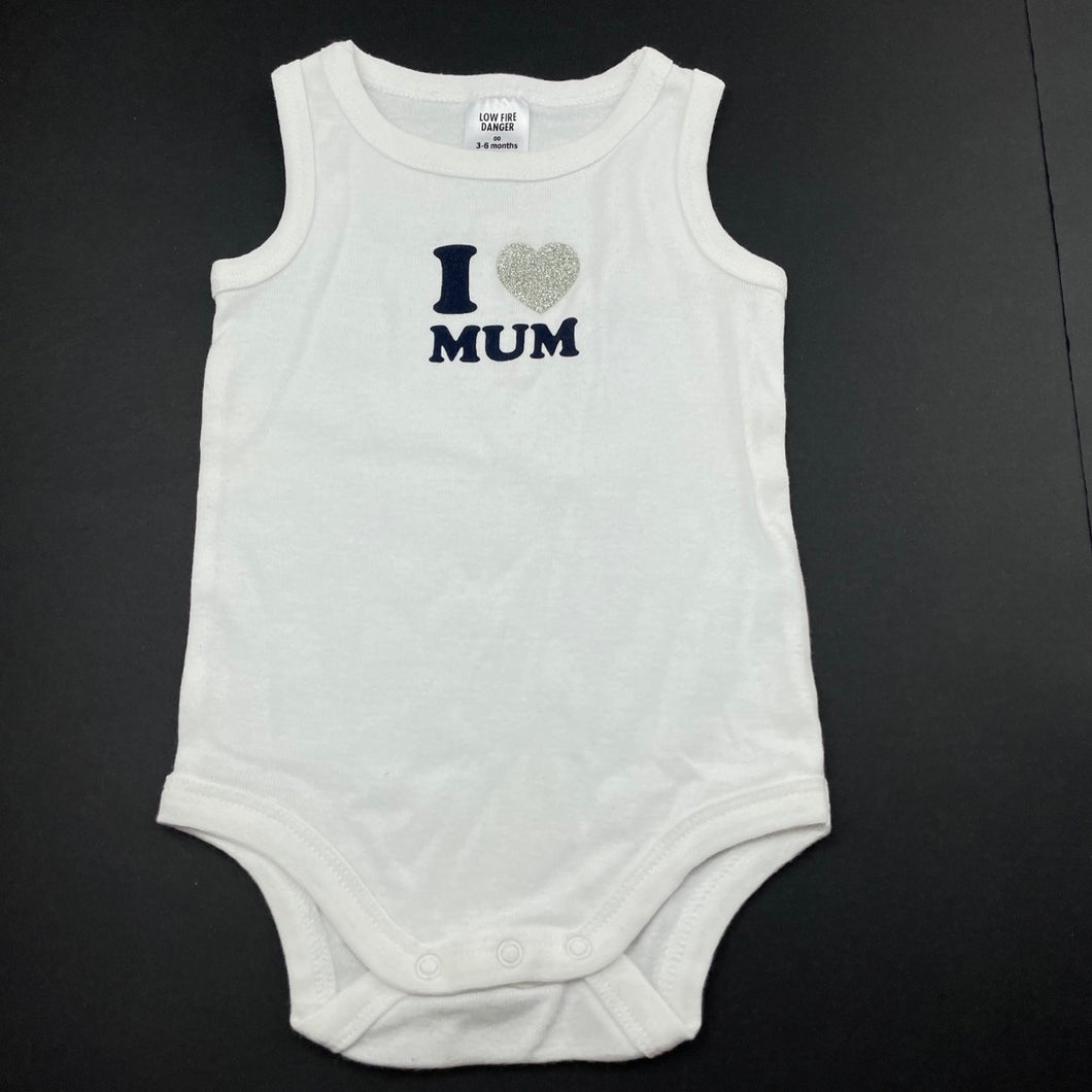 unisex Target, white cotton singletsuit / romper, mum, EUC, size 00,  