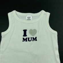 Load image into Gallery viewer, unisex Target, white cotton singletsuit / romper, mum, EUC, size 00,  