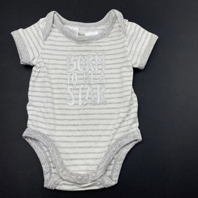 unisex 4 Baby, striped stretchy bodysuit / romper, EUC, size 0000,  