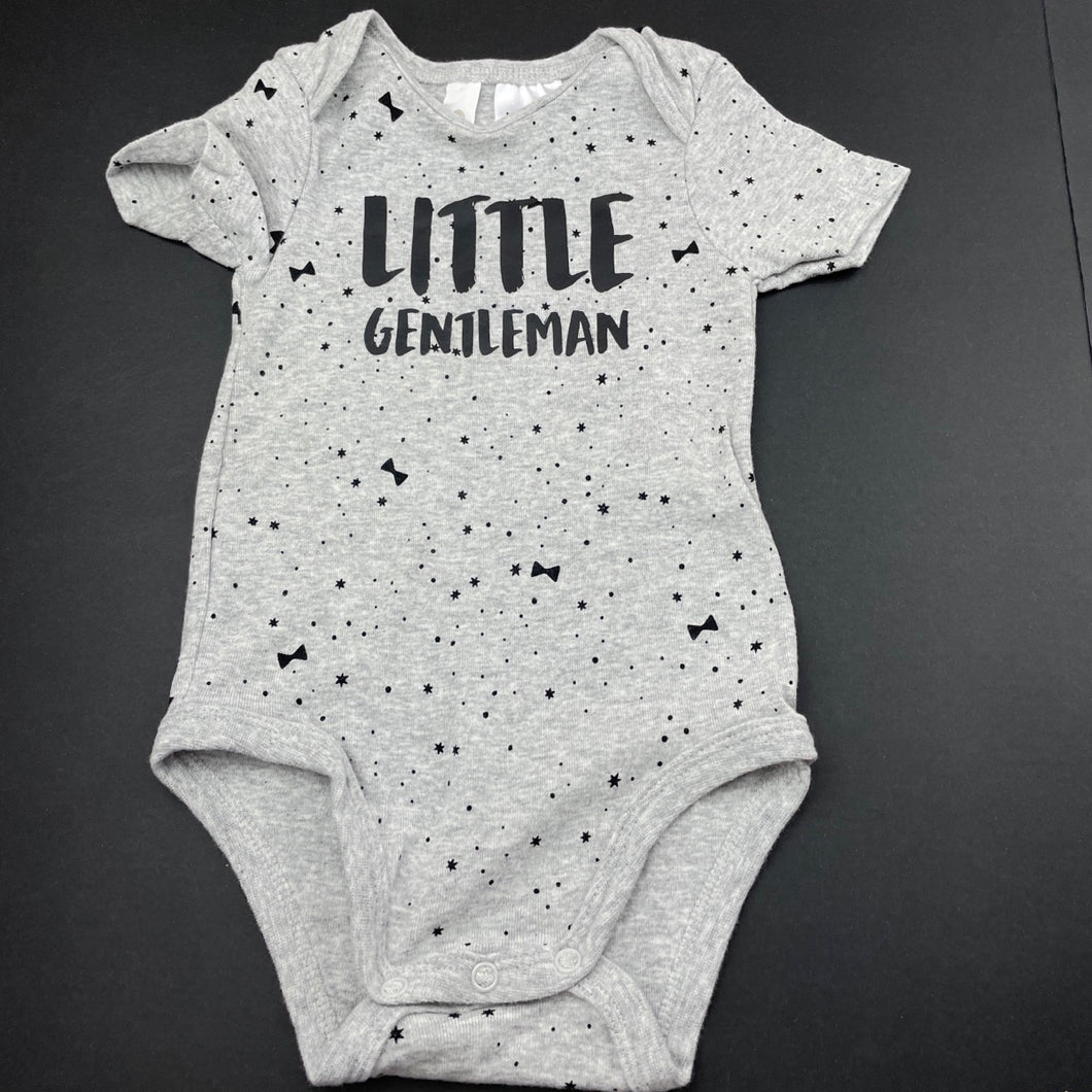 Boys Dymples, grey cotton bodysuit / romper, EUC, size 0,  