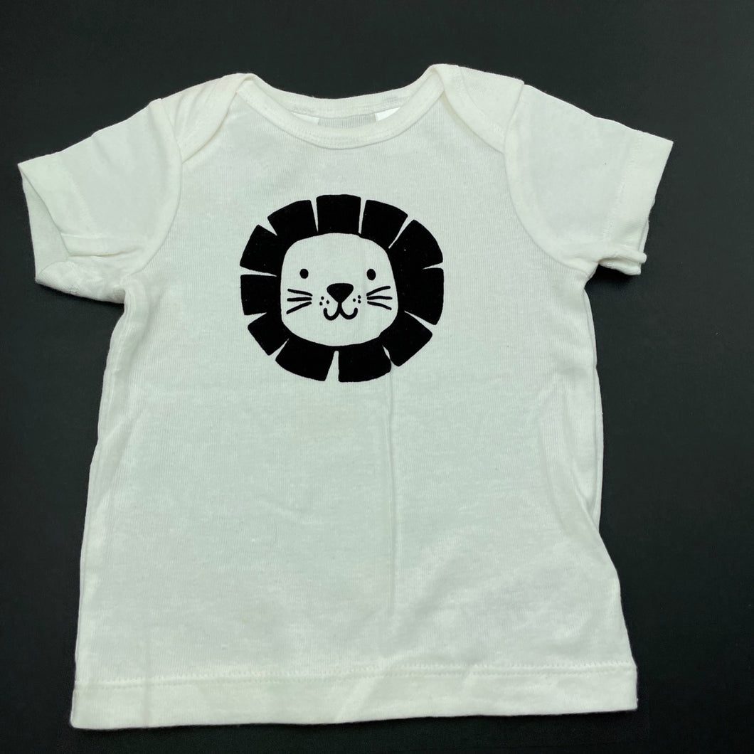 Boys Carter's, white cotton t-shirt / top, lion, FUC, size 00,  