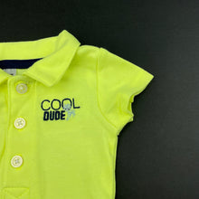 Load image into Gallery viewer, Boys Carter's, fluoro yellow polo romper, EUC, size 0000,  