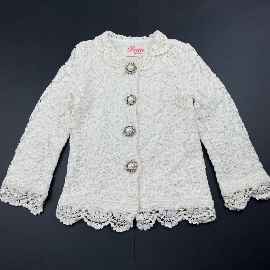 Girls Petite by Celine, lined floral lace lightweight jacket / top, FUC, size 2,  
