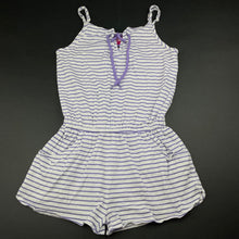 Load image into Gallery viewer, Girls Wave Zone, purple &amp; white stripe summer playsuit, GUC, size 10,  
