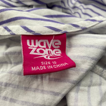 Load image into Gallery viewer, Girls Wave Zone, purple &amp; white stripe summer playsuit, GUC, size 10,  