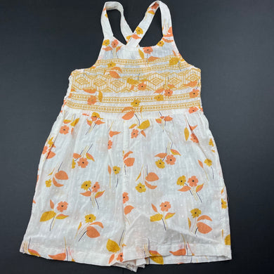 Girls Anko, floral lightweight cotton embroidered playsuit, EUC, size 2,  