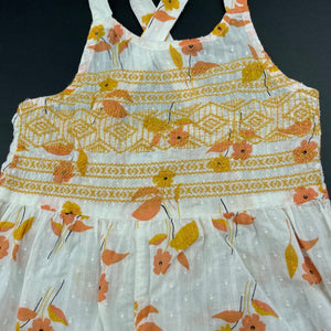 Girls Anko, floral lightweight cotton embroidered playsuit, EUC, size 2,  