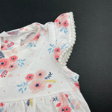 Load image into Gallery viewer, Girls Sprout, floral cotton dress, pom pom trim, GUC, size 00, L: 33cm