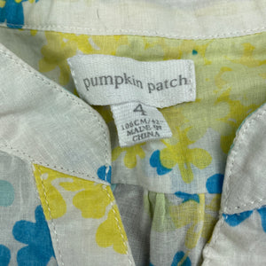 Girls Pumpkin Patch, lightweight floral cotton top, L: 40cm, FUC, size 4,  