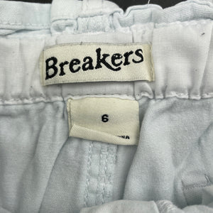 Girls Breakers, light blue stretch cotton shorts, elasticated, FUC, size 6,  