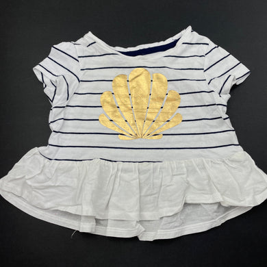 Girls Dymples, navy stripe cotton peplum top, FUC, size 0,  