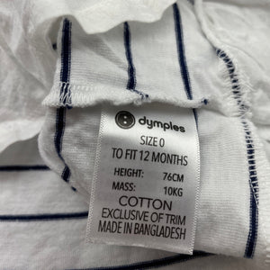 Girls Dymples, navy stripe cotton peplum top, FUC, size 0,  