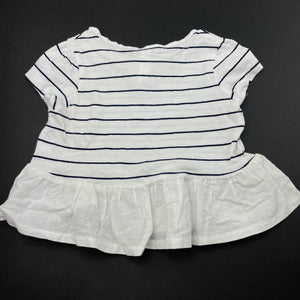 Girls Dymples, navy stripe cotton peplum top, FUC, size 0,  