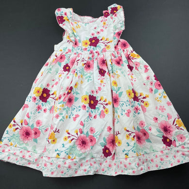 Girls Pumpkin Patch, lined floral cotton party dress, EUC, size 1, L: 48cm