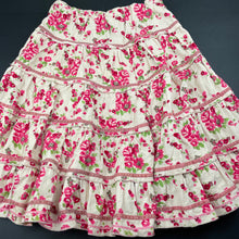 Load image into Gallery viewer, Girls Pumpkin Patch, floral corduroy cotton skirt, adjustable, L: 48cm, GUC, size 6,  