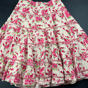 Girls Pumpkin Patch, floral corduroy cotton skirt, adjustable, L: 48cm, GUC, size 6,  