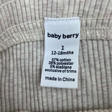 Load image into Gallery viewer, unisex Baby Berry, ribbed stretchy leggings / bottoms, elasticated, EUC, size 1,  