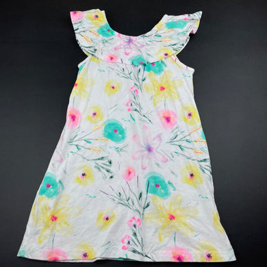 Girls Mango, floral cotton casual summer dress, EUC, size 6, L: 57cm
