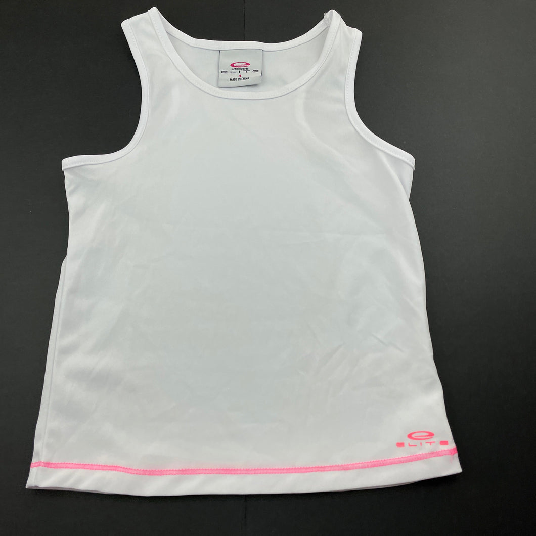 Girls Elite Action Sports, white sports / activewear top, EUC, size 4,  