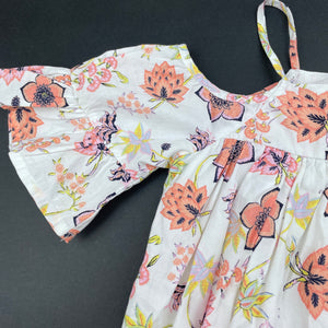Girls Seed, lined lightweight floral cotton summer dress, EUC, size 3, L: 52cm