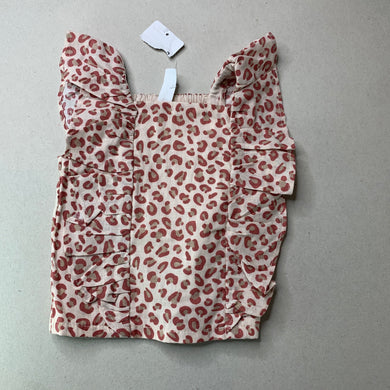 Girls Dymples, leopard print linen/cotton top, NEW, size 0,  