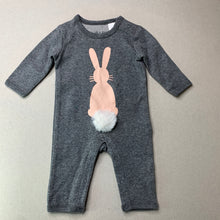 Load image into Gallery viewer, unisex Cotton On, grey cotton romper, rabbit, EUC, size 0000,  