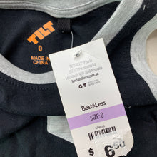 Load image into Gallery viewer, Boys Tilt, black &amp; grey cotton singlet top, NEW, size 0,  