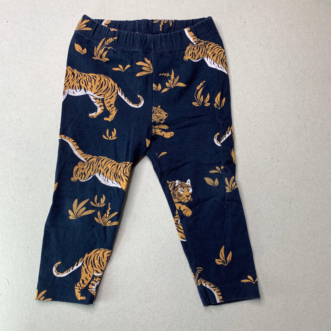 Boys THE STRIPED CAT, organic cotton blend leggings / bottoms, tigers, GUC, size 000-00,  