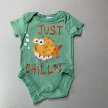 Load image into Gallery viewer, unisex Baby Berry, green cotton bodysuit / romper, GUC, size 000,  