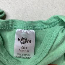 Load image into Gallery viewer, unisex Baby Berry, green cotton bodysuit / romper, GUC, size 000,  