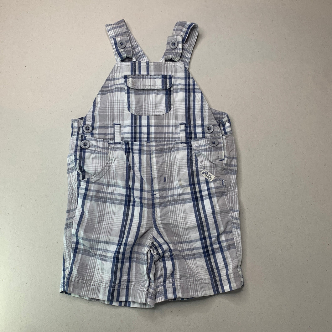 Boys Pumpkin Patch, checked cotton overalls / shortalls, FUC, size 0,  