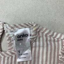 Load image into Gallery viewer, Girls Anko, striped cotton romper dress, FUC, size 1,  