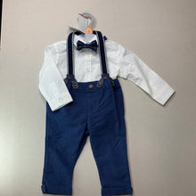 Load image into Gallery viewer, Boys Target, cotton shirt, pants, bow tie &amp; braces outfit, NEW, size 00,  