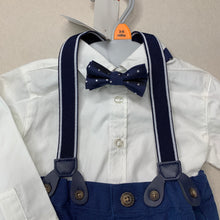 Load image into Gallery viewer, Boys Target, cotton shirt, pants, bow tie &amp; braces outfit, NEW, size 00,  