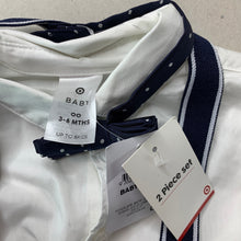Load image into Gallery viewer, Boys Target, cotton shirt, pants, bow tie &amp; braces outfit, NEW, size 00,  