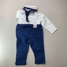 Load image into Gallery viewer, Boys Target, cotton shirt, pants, bow tie &amp; braces outfit, NEW, size 00,  