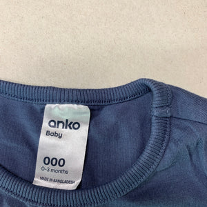 unisex Anko, blue cotton t-shirt / top, EUC, size 000,  
