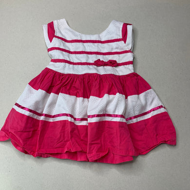 Girls Billie, pink & white party dress, no size, armpit to armpit: 22.5cm, FUC, size 00-0, L: 37cm