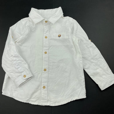 Boys Dymples, white cotton long sleeve shirt, EUC, size 2,  