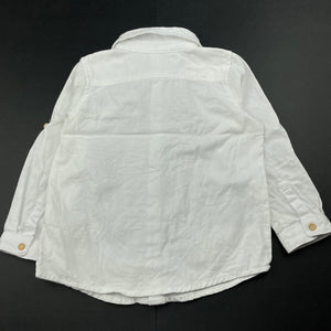 Boys Dymples, white cotton long sleeve shirt, EUC, size 2,  