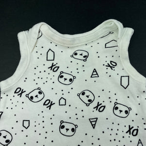 unisex Dymples, white & black cotton romper, FUC, size 0000,  