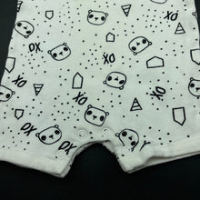 Load image into Gallery viewer, unisex Dymples, white &amp; black cotton romper, FUC, size 0000,  