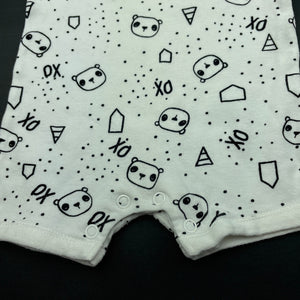 unisex Dymples, white & black cotton romper, FUC, size 0000,  